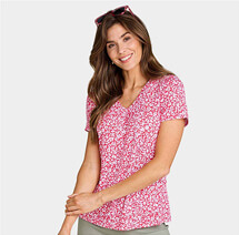 V Neck Print Jersey Top - LU257